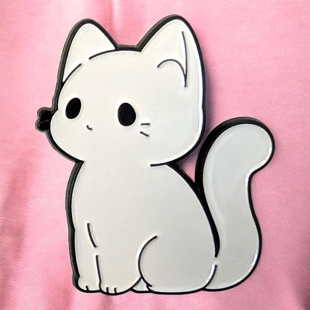 Cute White Cat Enamel Pin